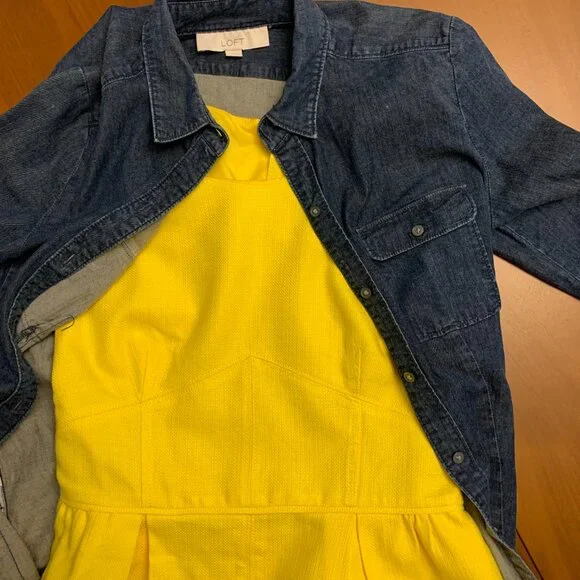 Sunshine Yellow J.Crew Basketweave Cotton Blend Dress - Picture 10 of 11